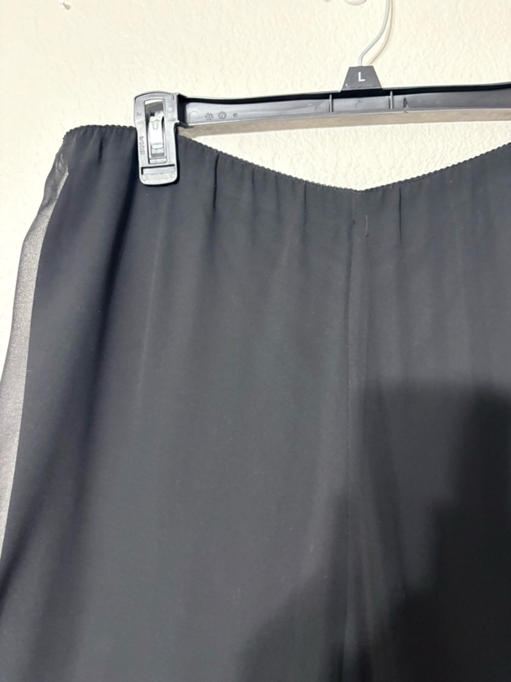 Alex Evenings Black Chiffon Sheer Wide-Leg Overlay Pull On Flowy Dressy Pants M - Picture 5 of 13